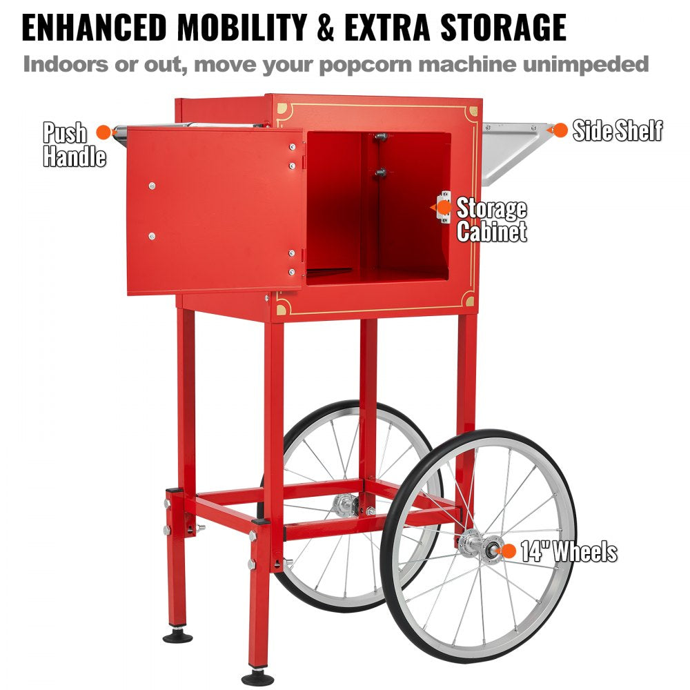 NP08001SEC - 48-Cup Cold-Rolled Steel Popcorn Maker with Cart