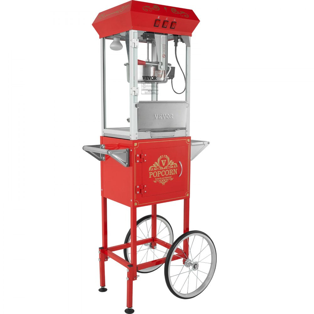 NP08001SEC - 850W 8oz VEVOR Popcorn Popper with Cart & Magnetic Doors