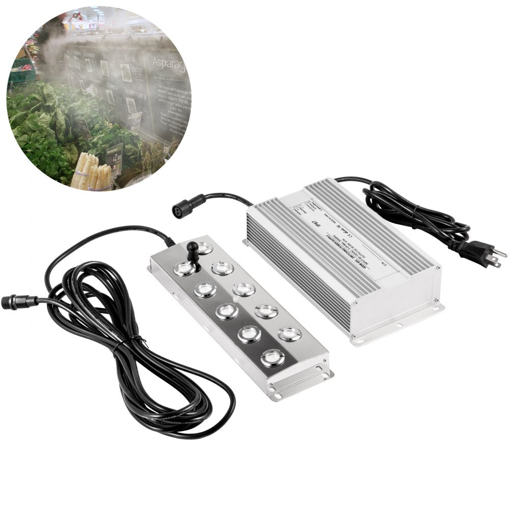Air-cooled - 10-Head Stainless Steel Mist Maker for Gardens and Ponds