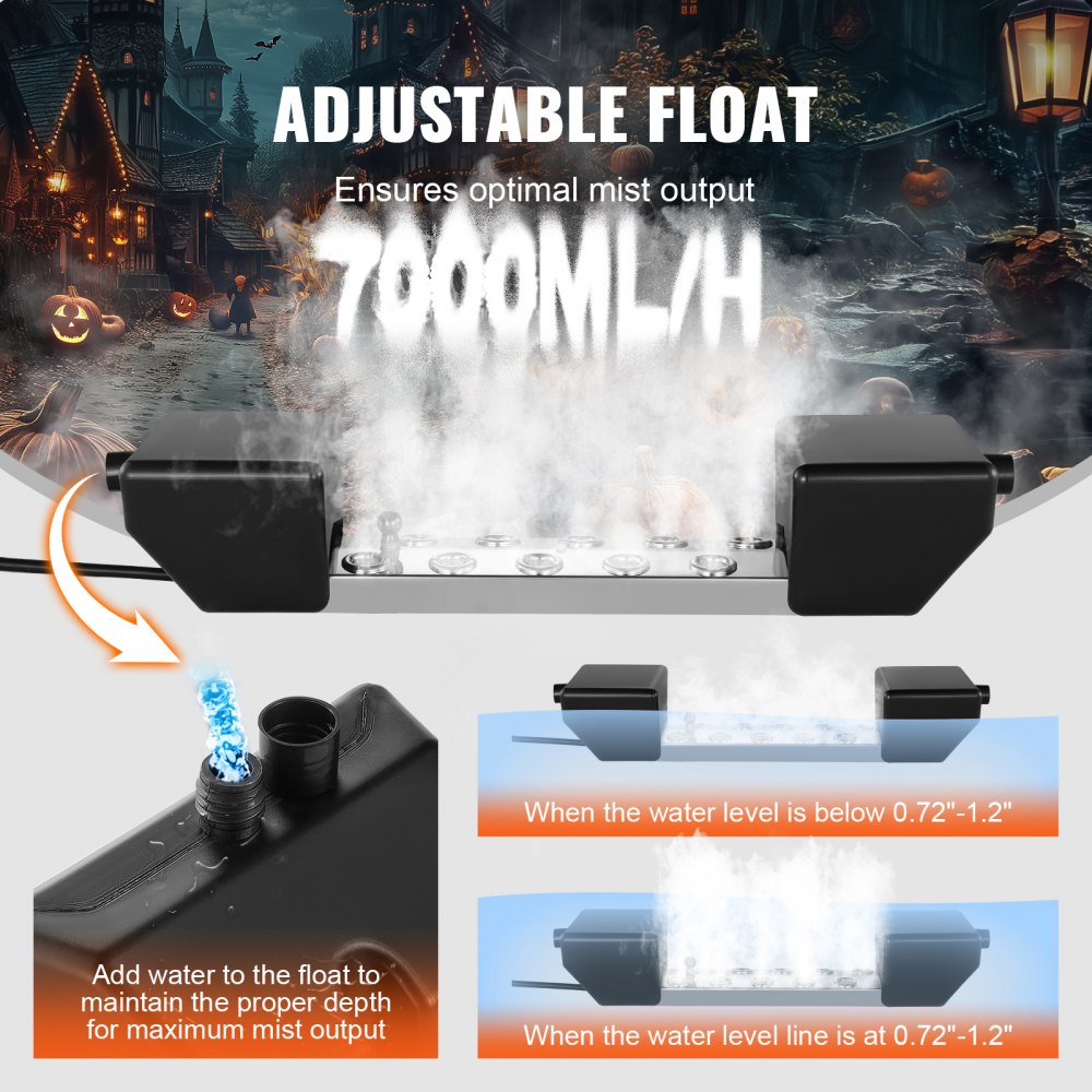 NS-10T-M - 10 Head Ultrasonic Mist Maker, 7000mL/h Output, IP67 Waterproof