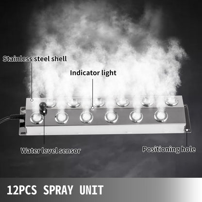 Air-cooled - 12-Head Ultrasonic Stainless Steel Mist Maker for Humidity Control