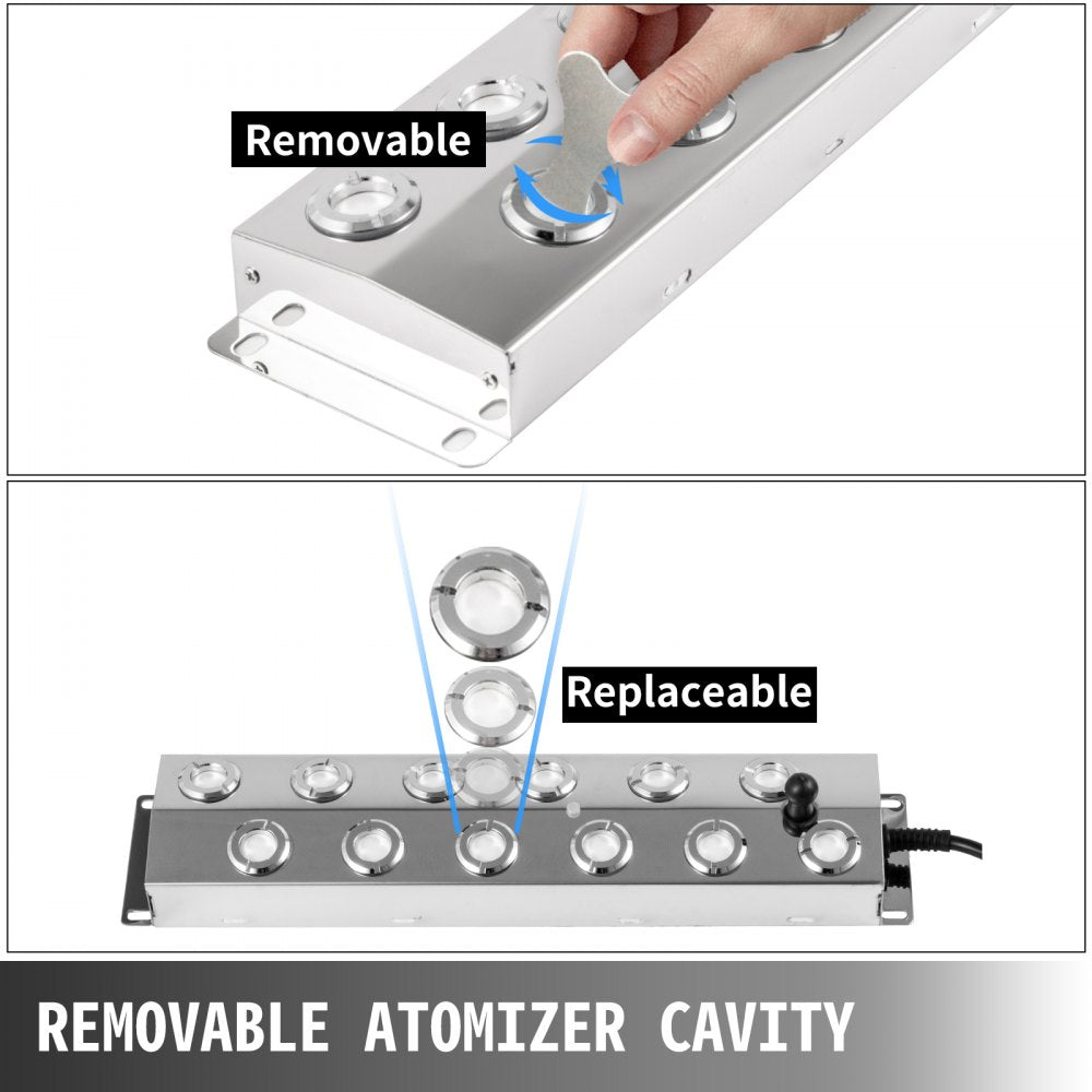 Air-cooled - 12-Head Ultrasonic Stainless Steel Mist Maker for Humidity Control