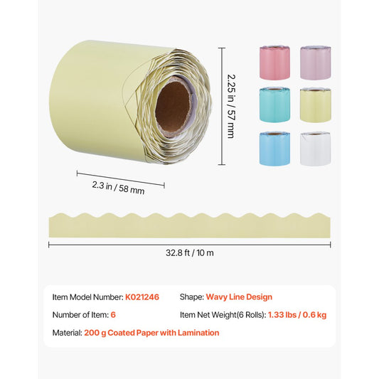 K021246 - 32.8ft Waterproof Scalloped Bulletin Board Border for Easy DIY Decor