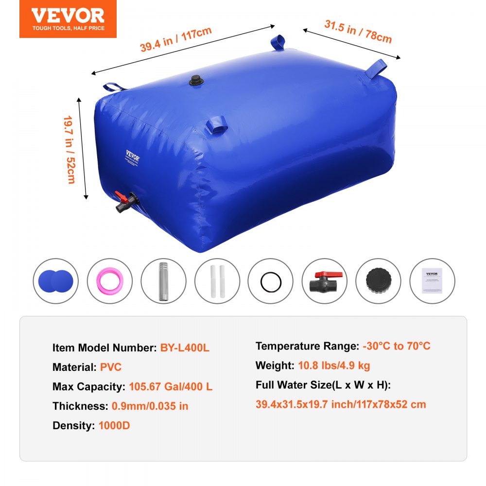 BY-L400L - Durable 400L PVC Water Storage Bladder for Emergencies
