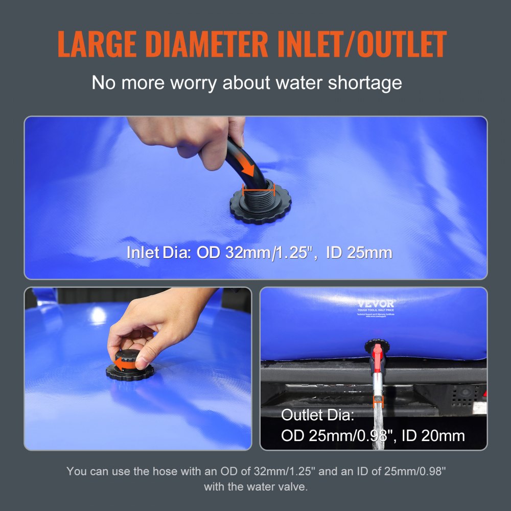 BY-L540L - 540L Emergency Water Storage Bladder, Durable 1000D PVC