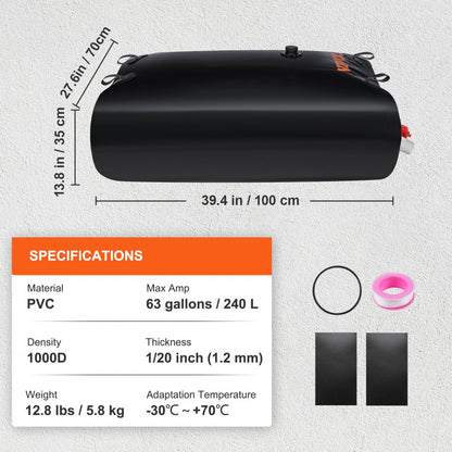 010427860931 - 63 Gallon Portable PVC Water Bladder for Emergencies