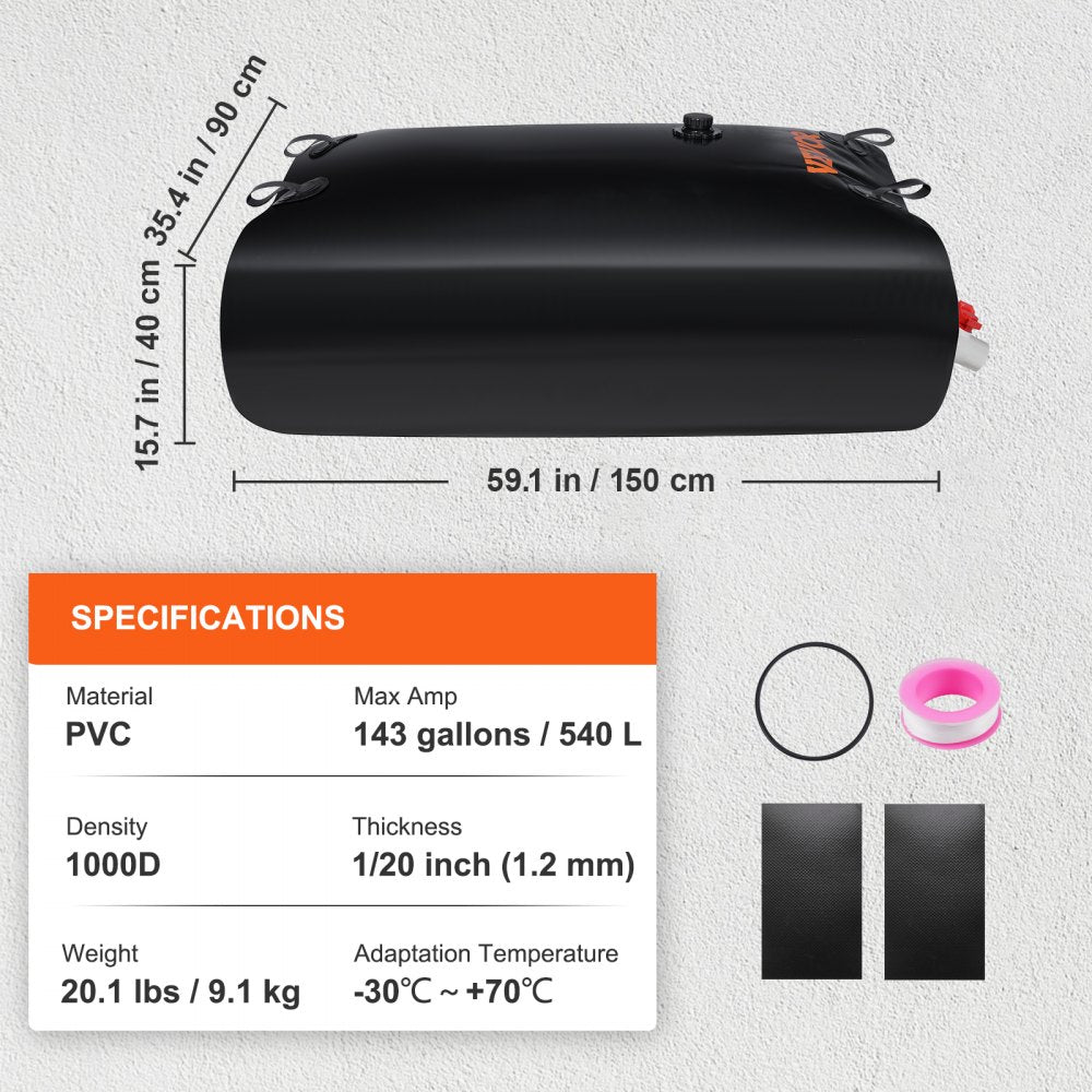 WT-0240 - 143-Gallon PVC Water Bladder for Portable Outdoor Storage