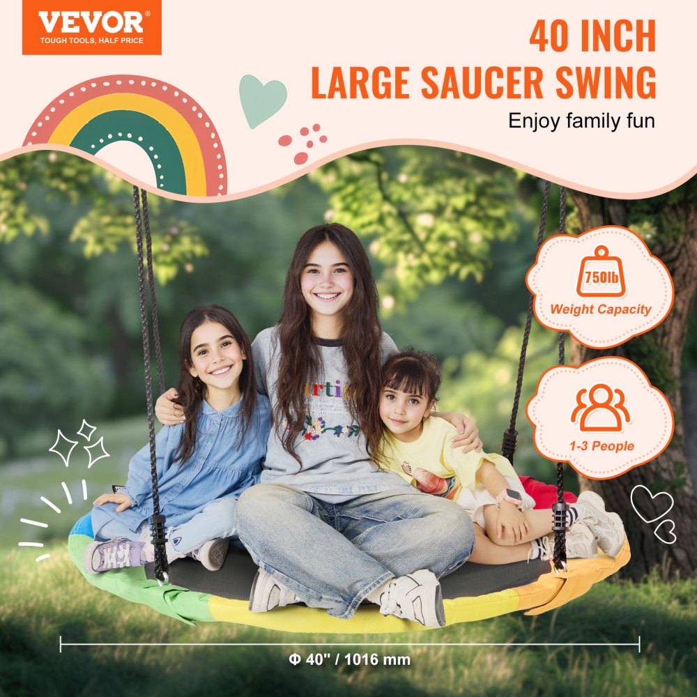 YXS-BF01 - 40" Saucer Swing for Multiple Kids, 750 lbs Capacity