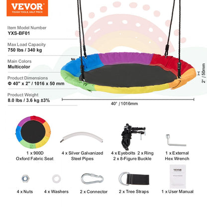 YXS-BF01 - 40" Saucer Swing for Multiple Kids, 750 lbs Capacity