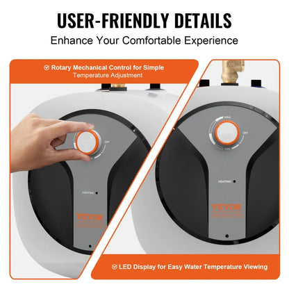 D30-14VA(M,S) - 8-Gallon VEVOR Mini-Tank Water Heater for Instant Hot Water