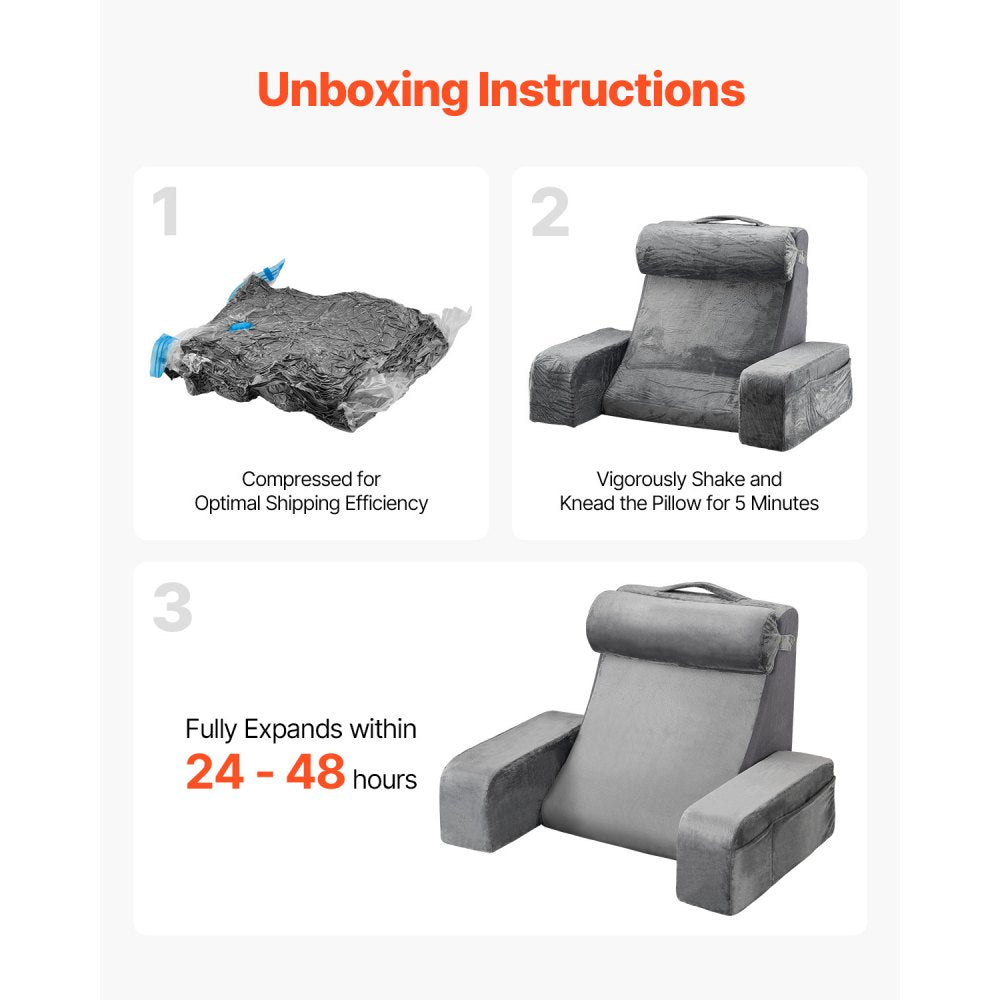 SSYDZ-06 - Ergonomic Plush Reading Pillow with 3 Pockets and Handle