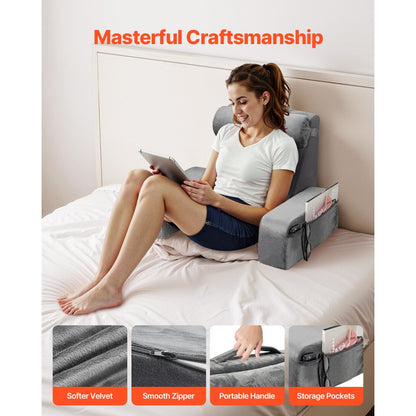 SSYDZ-06 - Ergonomic Plush Reading Pillow with 3 Pockets and Handle