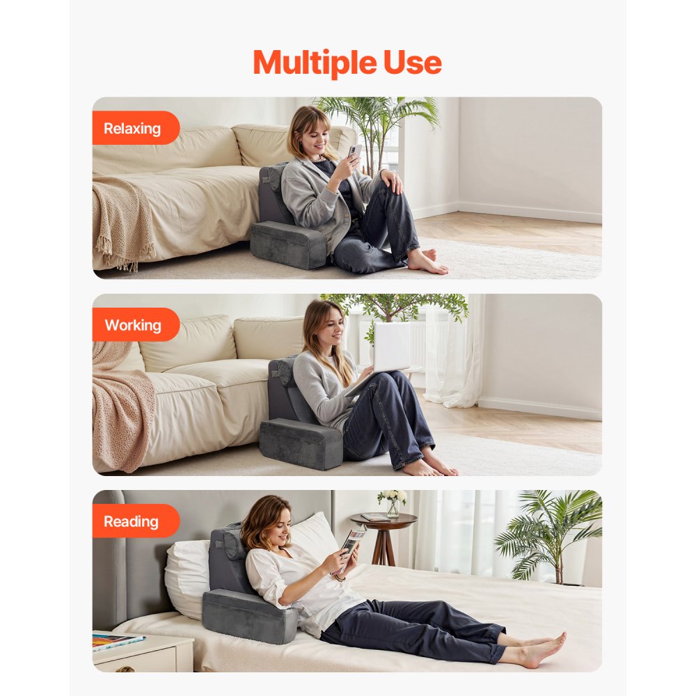 SSYDZ-06 - Ergonomic Plush Reading Pillow with 3 Pockets and Handle