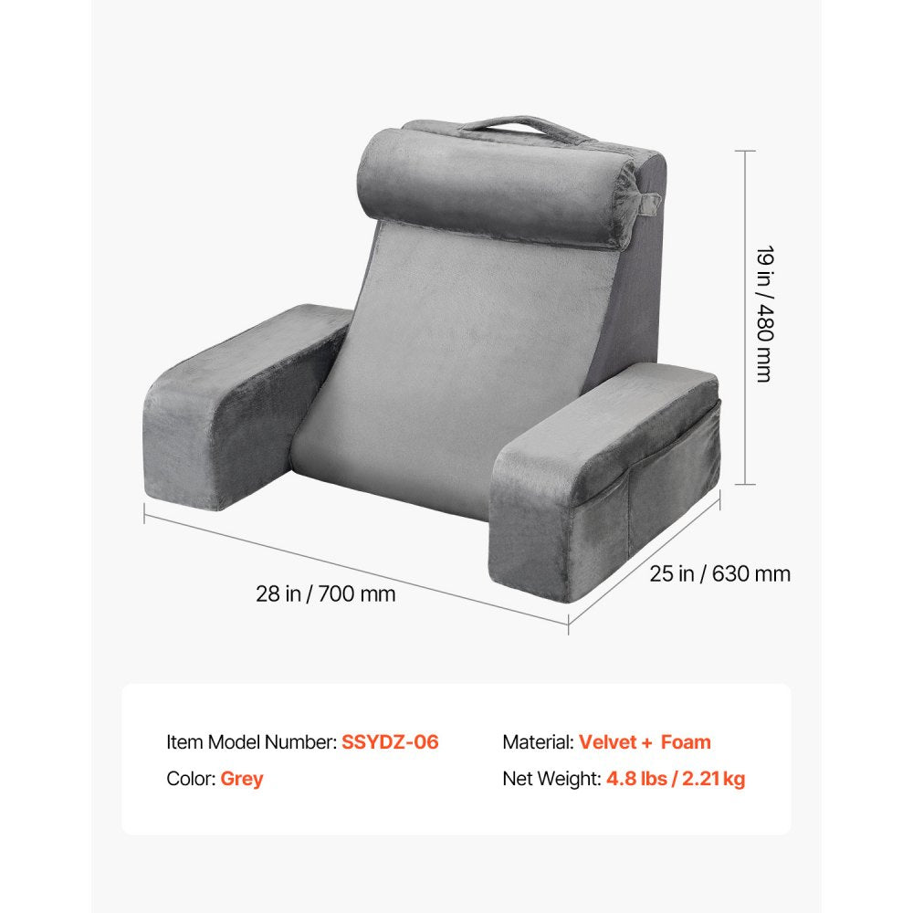 SSYDZ-06 - Ergonomic Plush Reading Pillow with 3 Pockets and Handle