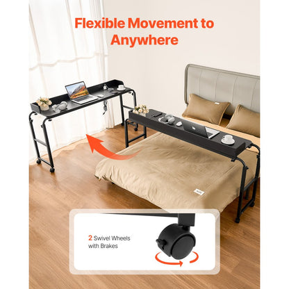 GT-JS-0005-US - Adjustable Overbed Table with Power Strip, 35-40" Height