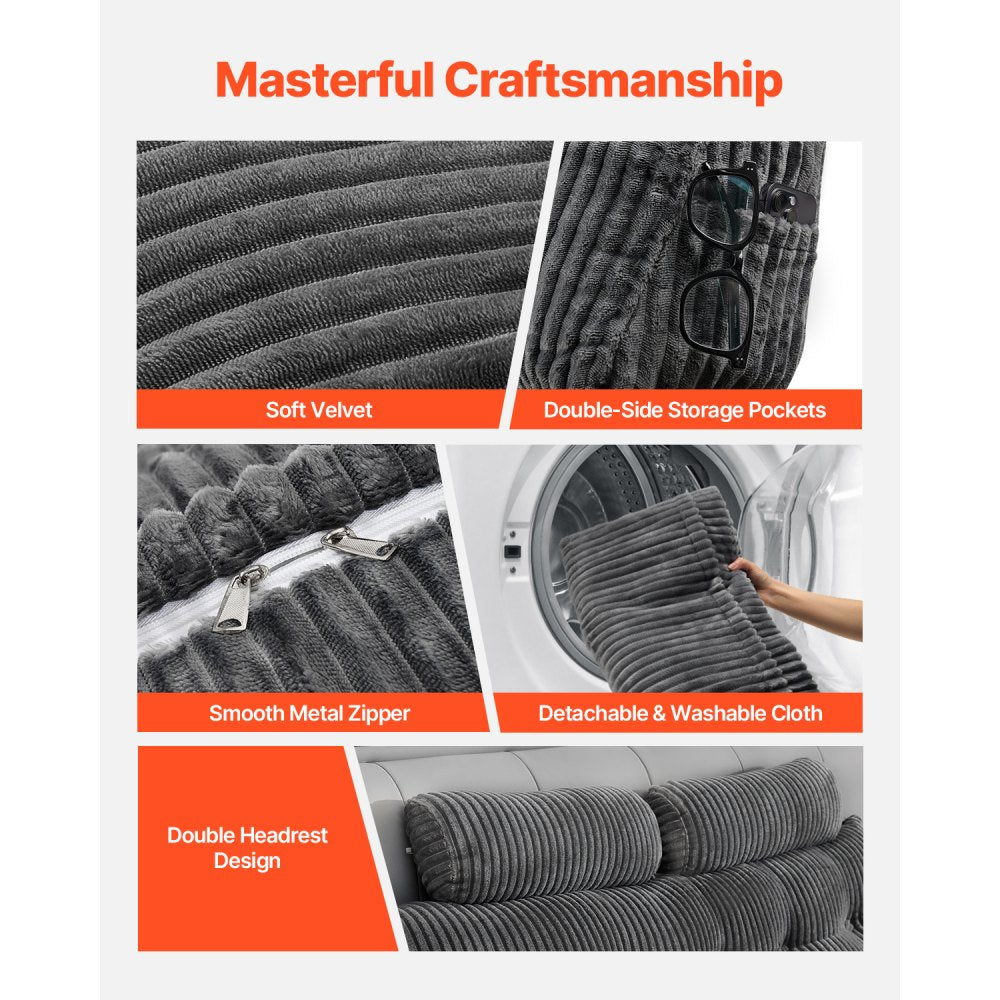 SSYDZ-08 - Velvet King Wedge Pillow with 2 Pockets & Washable Cover