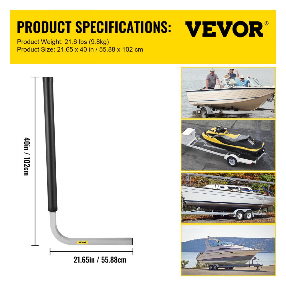 40" Trailer Guide-ons - Heavy-Duty Adjustable Boat Loading System with PVC Protection