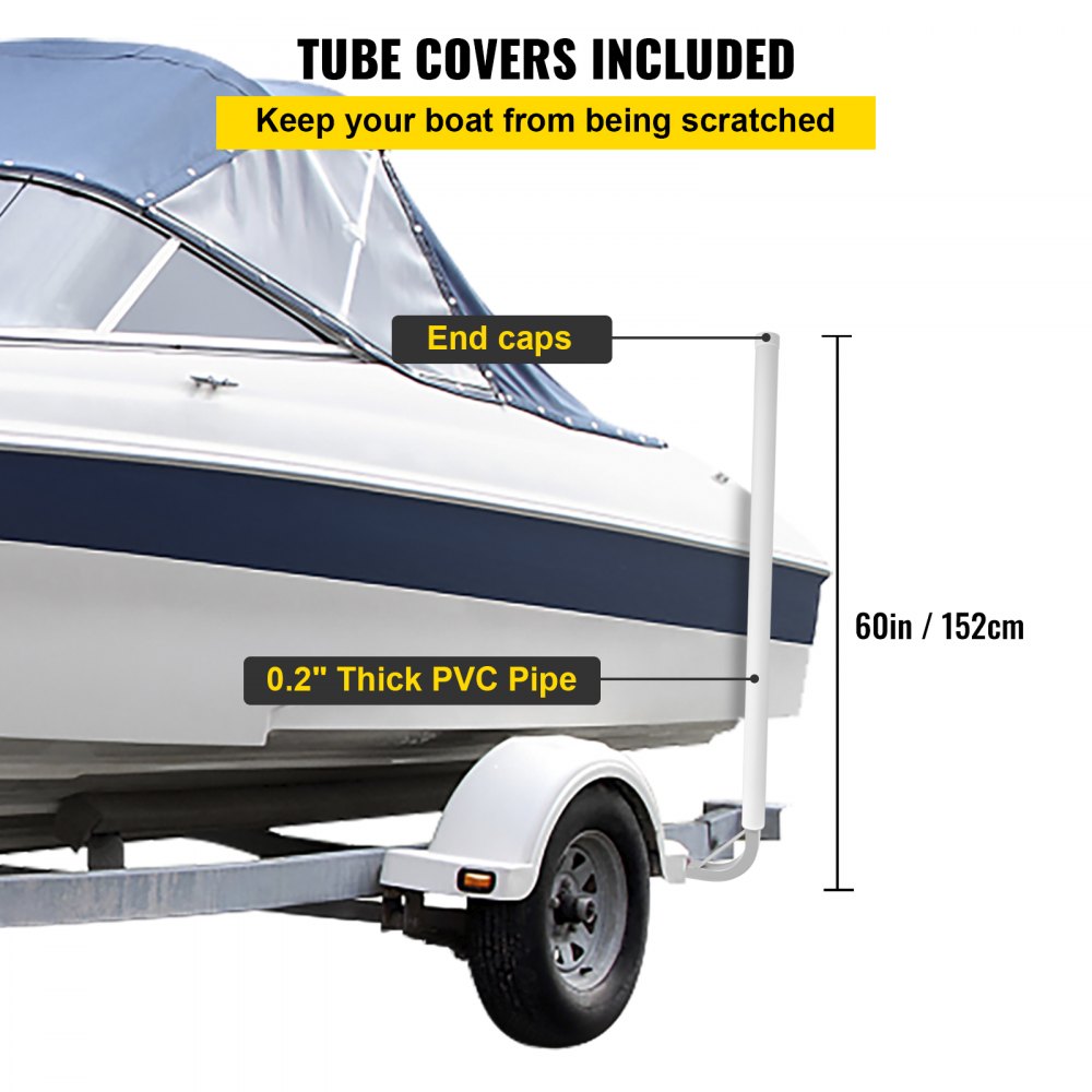 60" Boat Guide-on - Heavy-Duty Steel Trailer Guide with Adjustable Width & PVC Tubes