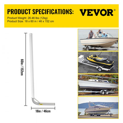 60" Boat Guide-on - Heavy-Duty Steel Trailer Guide with Adjustable Width & PVC Tubes
