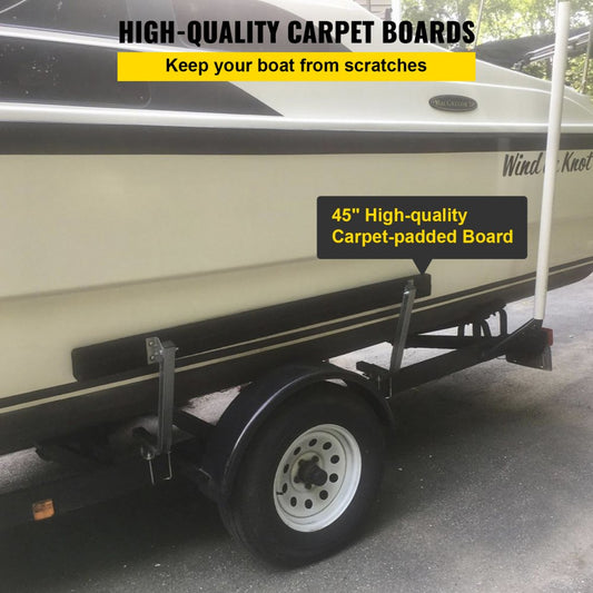 45 in Bunk Trailer Guides - Adjustable Boat Trailer Guide-ons with Marine Carpet