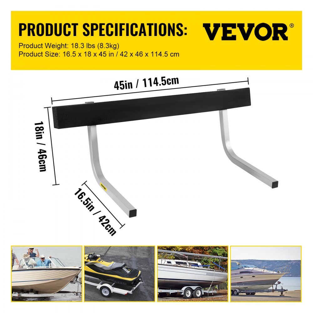 45 in Bunk Trailer Guides - Adjustable Boat Trailer Guide-ons with Marine Carpet