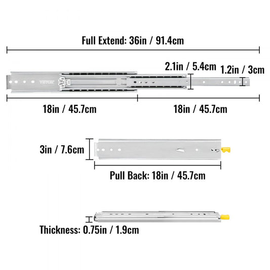 010444711339 - 18" Heavy-Duty Locking Drawer Slides, 500 lb Capacity