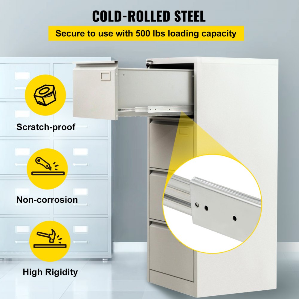 VV-CTDG-500B WS 22YC - Heavy-Duty Cold-Rolled Steel Drawer Slides, 22" Length