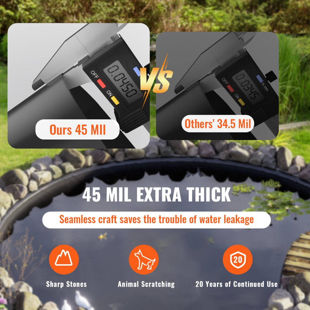 010850877026 - 10x15 ft EPDM Pond Liner for Aquatic Safety and Waterproofing