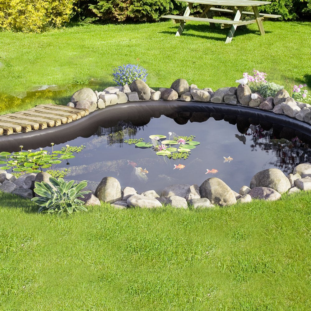 010703496922 - 10x13 ft Durable Black Pond Liner for Koi and Fish Ponds