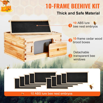 FX2 - Complete Cedar Bee Hive Starter Kit with Transparent Windows and 30 Frames