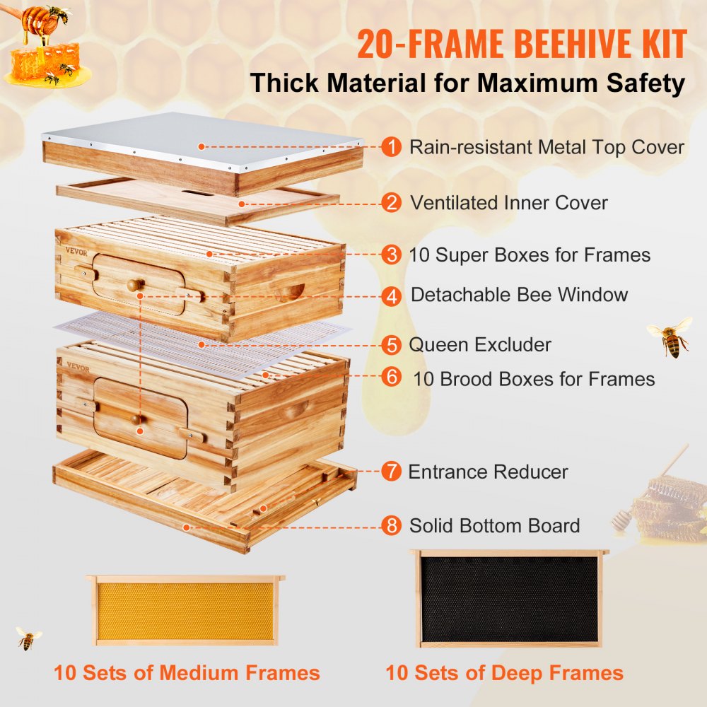 FX1+1 - 20-Frame Cedar Bee Hive Kit with Acrylic Viewing Windows