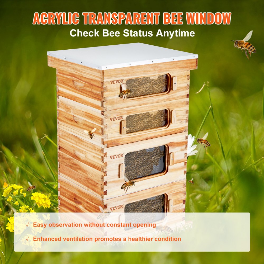 FX2+2 - 40-Frame Cedar Bee Hive Kit with Easy Assembly & Acrylic Windows
