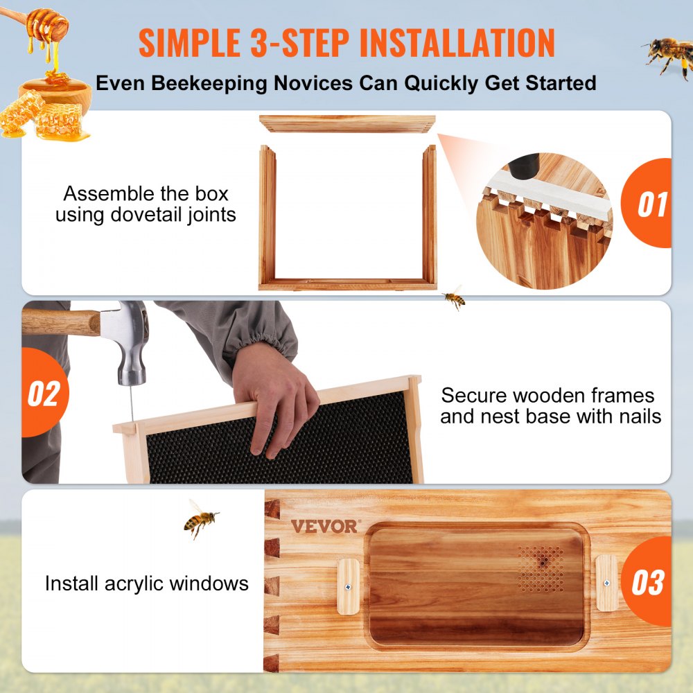 FX2+2 - 40-Frame Cedar Bee Hive Kit with Easy Assembly & Acrylic Windows