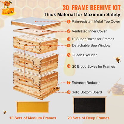 FX1+2 - 30 Frame Cedar Bee Hive Kit with Transparent Windows