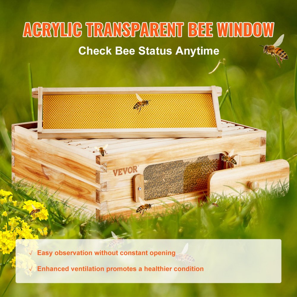 FX1 - Durable Cedar Beehive Kit with 10 Frames & Acrylic Windows