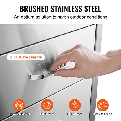 KM-CTG-2302-SKU5 - Stainless Steel 3-Tier Outdoor Kitchen Drawer for Easy Organization
