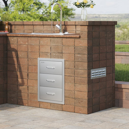 KM-CTG-2302-SKU5 - Stainless Steel 3-Tier Outdoor Kitchen Drawer for Easy Organization