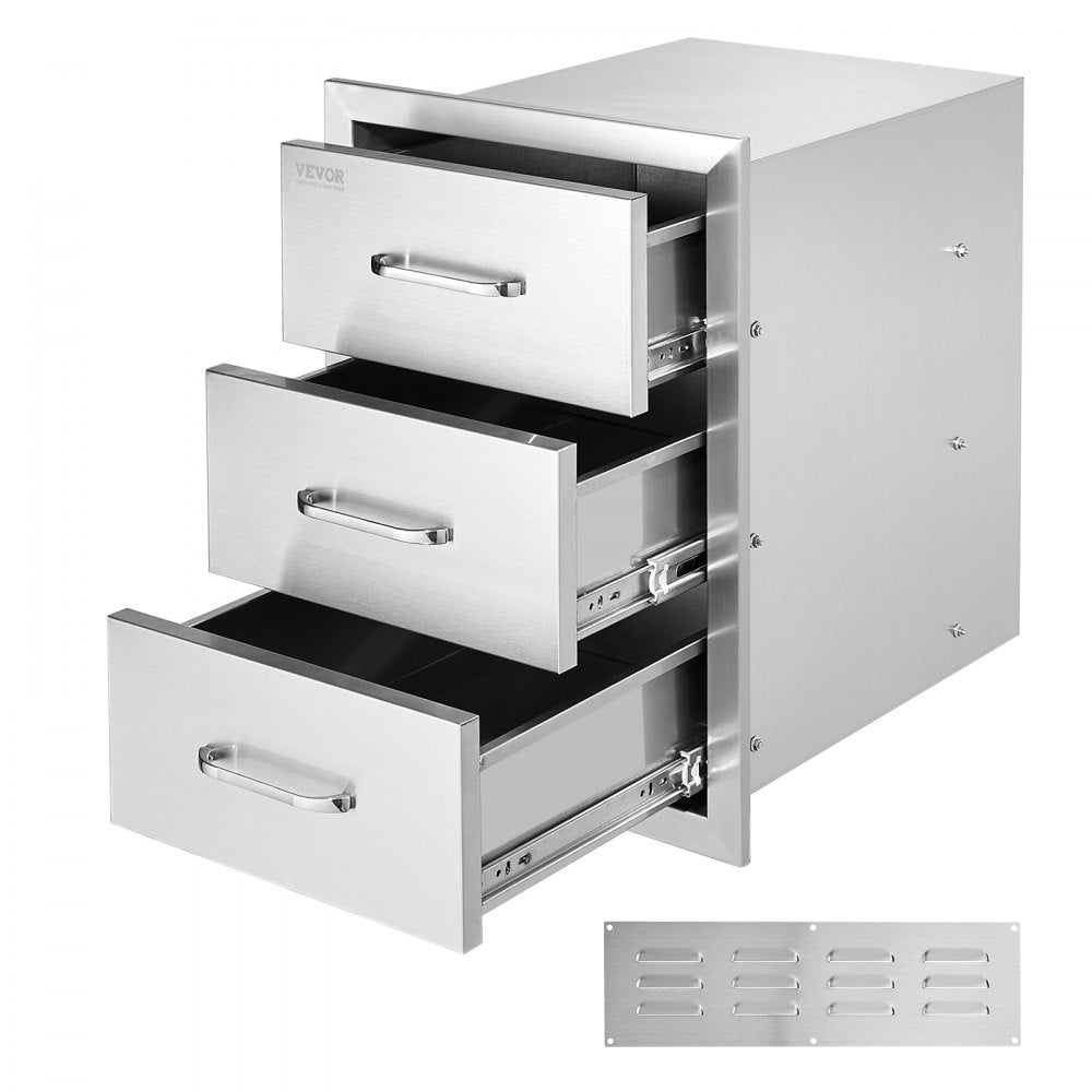 KM-CTG-2302-SKU5 - Stainless Steel 3-Tier Outdoor Kitchen Drawer for Easy Organization