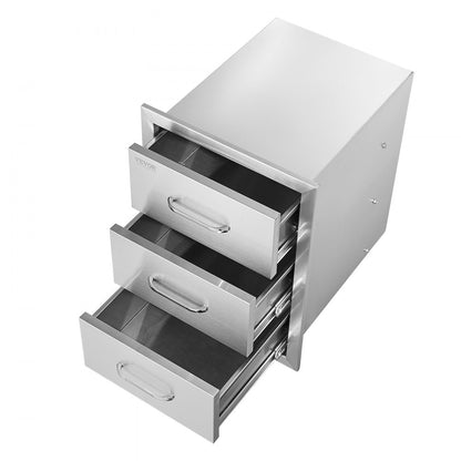 KM-CTG-2302-SKU5 - Stainless Steel 3-Tier Outdoor Kitchen Drawer for Easy Organization
