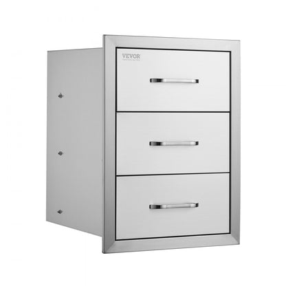 KM-CTG-2302-SKU5 - Stainless Steel 3-Tier Outdoor Kitchen Drawer for Easy Organization