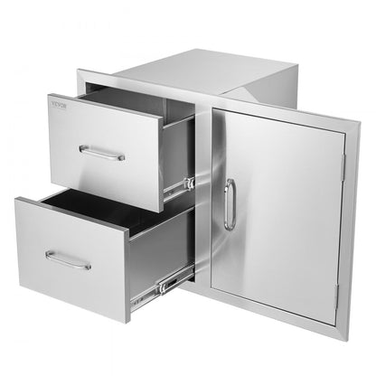 KM-CTG-2302-SKU17 - Stainless Steel BBQ Drawer Combo with 3 Drawers, 32.5"W