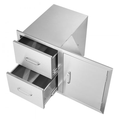 KM-CTG-2302-SKU17 - Stainless Steel BBQ Drawer Combo with 3 Drawers, 32.5"W