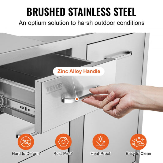 KM-CTG-2302-SKU16 - Stainless Steel Outdoor BBQ Drawer with Three Silent Sliding Drawers