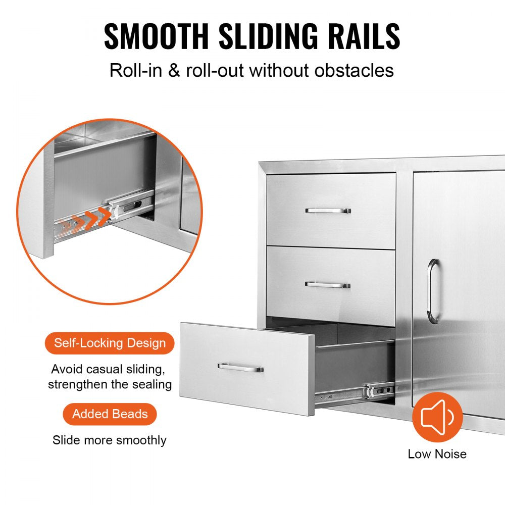 KM-CTG-2302-SKU18 Stainless Steel BBQ Drawer with Triple Storage Space