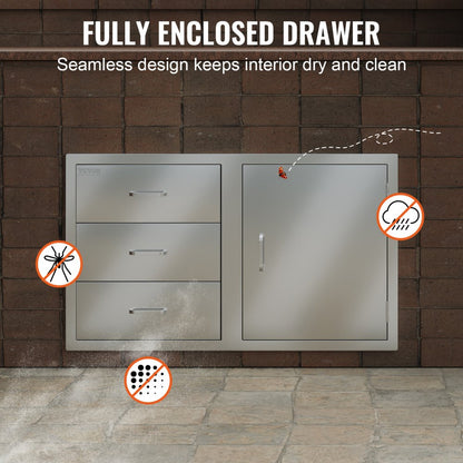 KM-CTG-2302-SKU18 Stainless Steel BBQ Drawer with Triple Storage Space