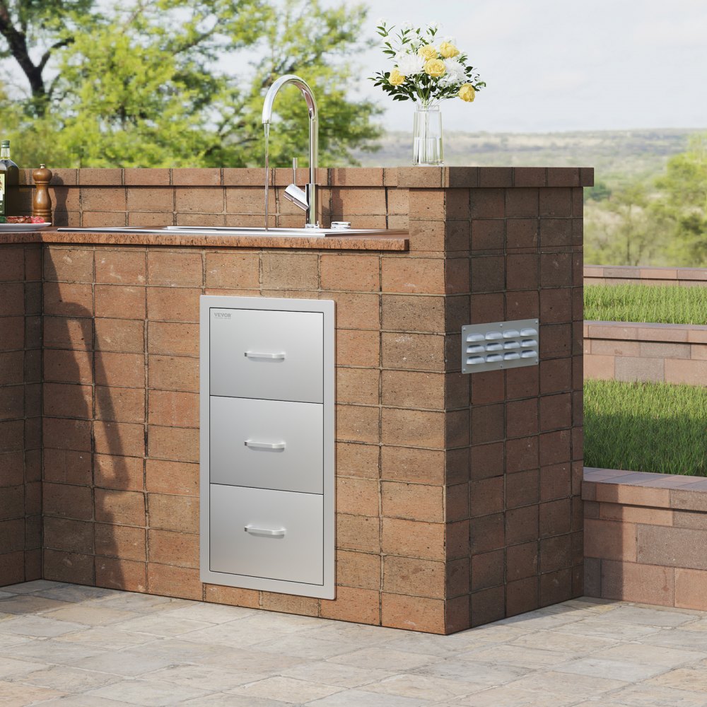 KM-CTG-2302-SKU2 - 3-Tier Stainless Steel BBQ Drawers with Silent Sliding Rails