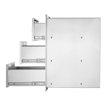 KM-CTG-2302-SKU2 - 3-Tier Stainless Steel BBQ Drawers with Silent Sliding Rails