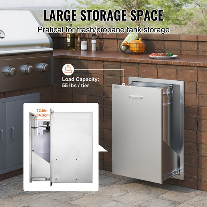 KM-CTG-2302-SKU8 - 19.7"W Stainless Steel Pull-Out Trash Drawer for Outdoor Kitchens