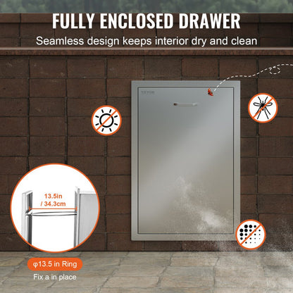 KM-CTG-2302-SKU8 - 19.7"W Stainless Steel Pull-Out Trash Drawer for Outdoor Kitchens