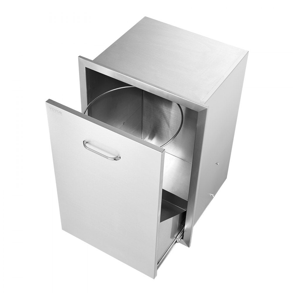 KM-CTG-2302-SKU8 - 19.7"W Stainless Steel Pull-Out Trash Drawer for Outdoor Kitchens
